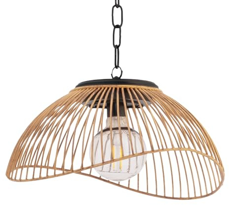 IDMarket – Lámpara solar exterior Sydney Lámpara colgante de metal efecto ratán