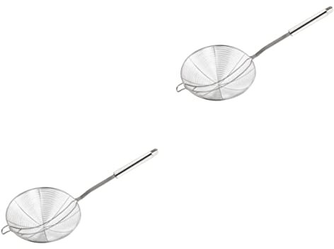 MAGICLULU 2stücke Edelstahl Sieb Mit Griff Drahtsieb Für Nudel Und Gemüseabseihen Hitzebeständig Und Stabil Für Frittieren Und Hot Pot Leicht Zu Reinigen Und Spülmaschinenfest