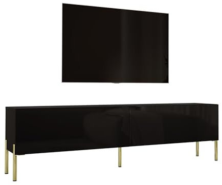 3E 3xE living.com TV- Schrank in Schwarz Matt mit Beinen in Gold, A: B: 170 cm, H: 52 cm, T: 32 cm