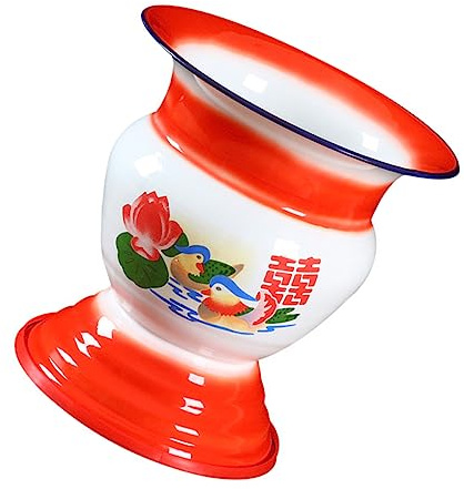 minkissy Hochfüßiger Enamel Spittoon Im Vintage-chinesischen Stil Praktische Spuckschale Für Erwachsene Und Senioren Für Zuhause