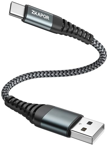 ZKAPOR USB C Kabel Kurz 15CM, Schnellladekabel USB C 3A Nylon Geflochtenes USB Kabel Typ C Kompatibel Mit iPhone 15/15 Pro Max, Samsung Galaxy S23/S22/S21/S10, Note 10, Huawei P40/P30, Google Pixel​