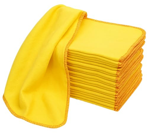Laam linen Grands plumeaux Jaunes résistants de qualité de Luxe, Chiffon de Nettoyage ménager, de Polissage, d'époussetage, 100% Coton, idéal pour Le Nettoyage (35 x 45 cm (Paquet de 12))