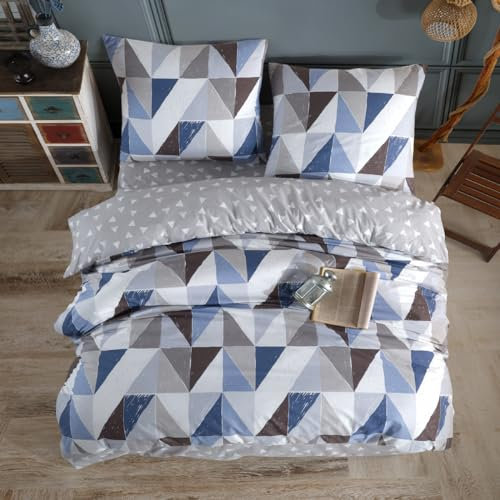 nordqueen Renforce Bettwäsche,100% Baumwolle Bettbezug aus Atmungsaktive, Angenehme Schlafkomfort,Winter Bettwäsche-Set mit Kissenbezug Bettbezug mit Reißverschlus (Lena, 135X200 cm)