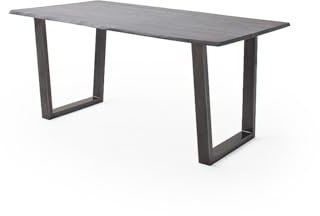 möbelando Baumkantentisch >Calabria< in Akazie grau/antik - 160x76,5x90 (BxHxT)