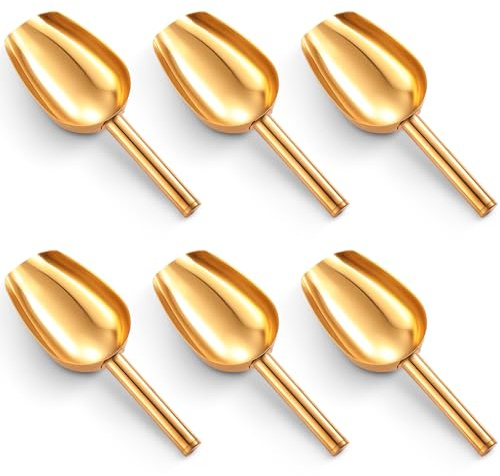 Roshtia 6 Stück goldene Eisschaufeln, Süßigkeitenschaufeln für Buffetgläser | Edelstahl, für Küchenspender, Kaffee, Zucker, Mehl, Gewürzschaufel, Buffet, Party, Dessertbar