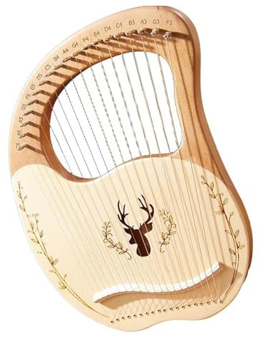 harfe instrument 19 Saiten Lyra Harfe Mahagoni Holz Harfe Klavier Saiten Musikinstrument Mit Stimmschlüssel Ersatz Saiten(Wood color)