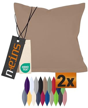 npluseins 2er-Pack Baumwoll-Kissenbezüge Dekokissen, 40 x 40 cm, Sand | Öko-Tex Standard 100, hautsympathisch, strapazierfähig, verdeckter Reißverschluss, waschbar bis 60 °C, trocknergeeignet
