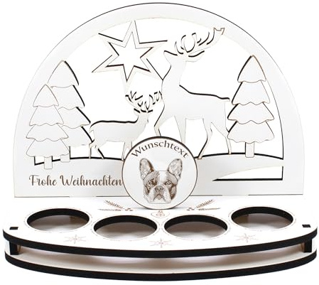 Dekolando Decorative Candle Arch Tea Light Holder French Bulldog Personalised Christmas Decoration Advent Wreath Light Arch Candle Arch Advent Light Arch Advent Light