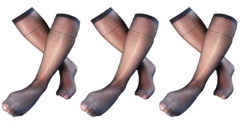 SMTCM Calcetines hasta la rodilla para hombre, 3 pares, delgados, largos, de seda, transpirables, translúcidos, de nailon, de seda, ultrafinos, para traje, calcetines de negocios (negro)