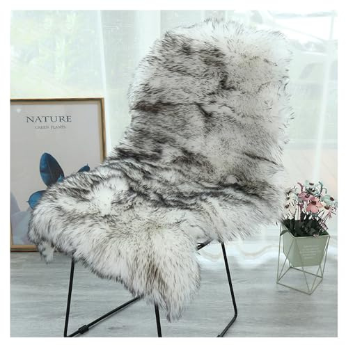 SMTCM Faux Lambskin Sheepskin Rug 60 x 100 cm Imitation Lambskin Carpet Longhair Fur Look Fluffy Soft Fur Rug Chair Cushion Floor Rug Seat Skins Imitation Wool Mat for Sofa Living Room