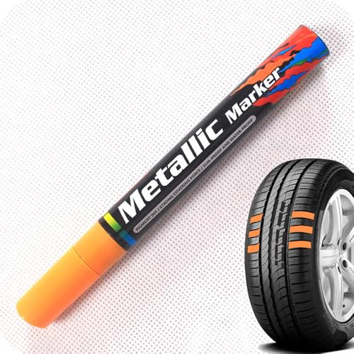 Nulala Pennarelli per Pneumatici Arancioni 1PZ, Pennarello Impermeabile per Pneumatici di Auto, Moto e Bici, Pennarello Permanente per Gomma e Metallo