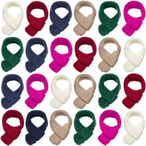 Liitrsh 24 Pcs Kids Scarf Bulk, 47 Inch Long Toddlers Winter Knitted Scarf Thick Warm Neck Warmer Scarves for Girls and Boys (Stylish Color)