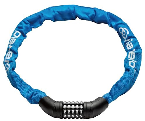 Via Velo Fahrradkettenschloss, 5-stellige zurücksetzbare Kombination, strapazierfähig, Diebstahlschutz, 7 m, Sicherheits-Fahrradschlösser für Roller, Motorrad, Tor, Zaun, Wertsachen usw. (blau)