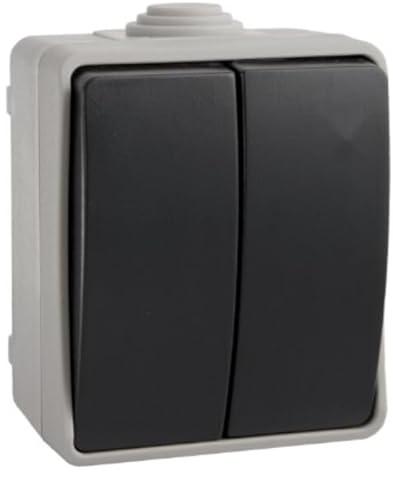 Interruptor Estanco Doble IP54, con doble conmutación, ideal para ambientes húmedos y exteriores, garantiza seguridad y durabilidad.