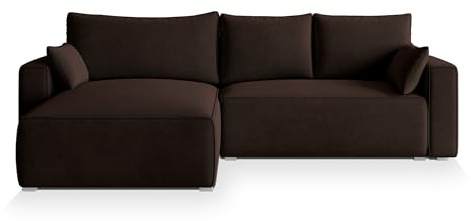Masseno Ecksofa FORIL mit Schlaffunktion L-Form, Sofa mit Bettkasten, Wohnzimmersofa, Couch, Soffa, Bettsofa, Couchgarnitur- Braun, Monolith 29