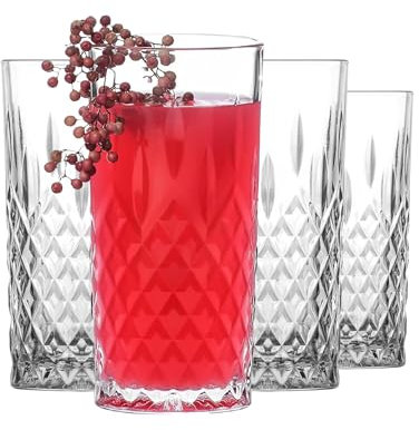 NORDIC SCHILLER Juego de 4 vasos de agua de lujo, 360 ml, 100% libre de burbujas, vasos de cóctel