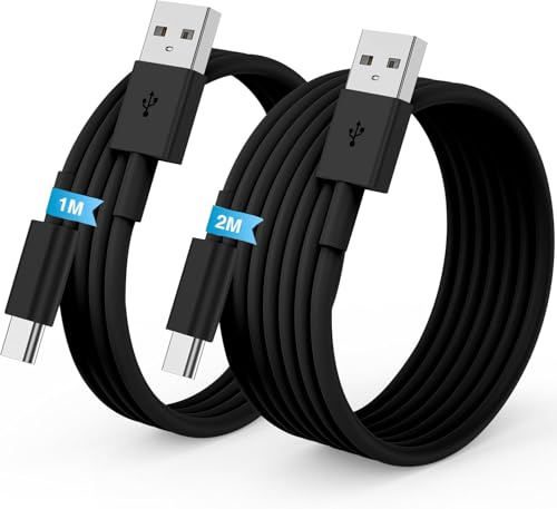 Carplay Câble USB A vers USB C pour iPhone 16/17/15 Pro Max Chargeur Cordon 1M+2M,Cable USB Chargeur pour Apple iphone 17 16 15 Plus Voiture Charge Rapide pour Samsung S25,iPad Pro,Android-Noir