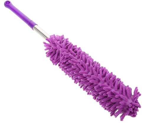 CIYODO Plumero De Chenilla Extensible 55 Cm Acero Inoxidable Mango Telescópico para Hogar Limpieza De Polvo En Muebles Techos Coches Herramienta De Limpieza Doméstica Púrpura