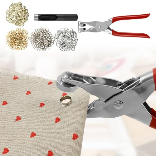 640 Pcs Ösenzange Set Φ 6mm 12mm Ultra Stabil Dauerhaft Rostfrei Ösenzangen-Set mit Metallösen Ösen Werkzeug Set Lochzangen Set für Ösen für Leder Planen Schuhe Gummibänder Papierkarten (640Pcs)
