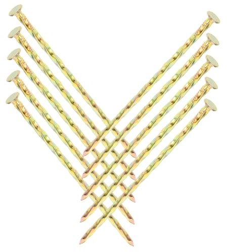 Abaodam 10 Pièces Faux Clou De Gazon Clous De De Camping Bordure Piquets Fixes en Spirale Boucler pour Pointes Artificiel Enjeux Paysage Pelouse Doré Acier Au Carbone Nuance 8.8
