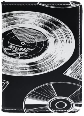VAPOKF Étui portefeuille de voyage en cuir pour disque vinyle cassette CD passeport 11,5 x 16,5 cm, multicolore, 11.5x16.5cm/4.5x6.5 in, Vintage