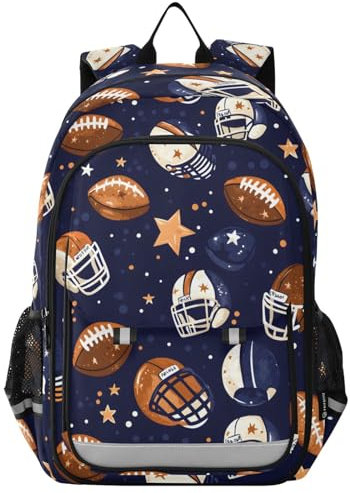 Kinder-Laptop-Rucksack, American Football-Helm, Sterne, Mittelschule, lässiger Tagesrucksack, tägliche Reise, Laptoptasche