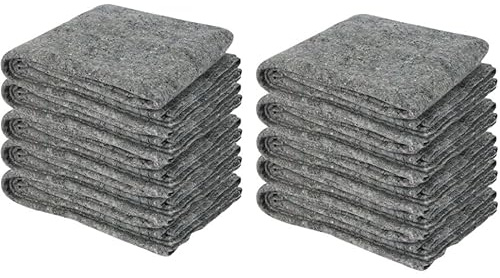 Lot de 10 Couvertures de Déménagement 200x150 cm – 300 g/m² – Protection Meubles et Objets Fragiles Idéales pour Transport et Stockage