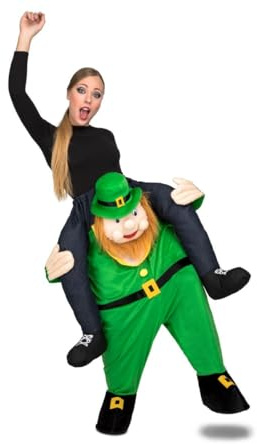 My Other Me - Disfraz Saint Patrick Adulto Unisex, talla Única (XS a XL). Incluye pantalón verde con cabeza, cinturón, sombrero y piernas falsas grises con zapatos de cordones.