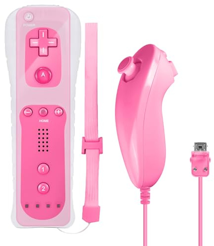 GBKDQQ Wii-Fernbedienung Gamecontroller: Controller-Remote mit Nunchuck, Nunchuk Controller für Wii Vernbedinung Remote Plus Ersatz Kontroller Jostick Game Handle (Rosa)