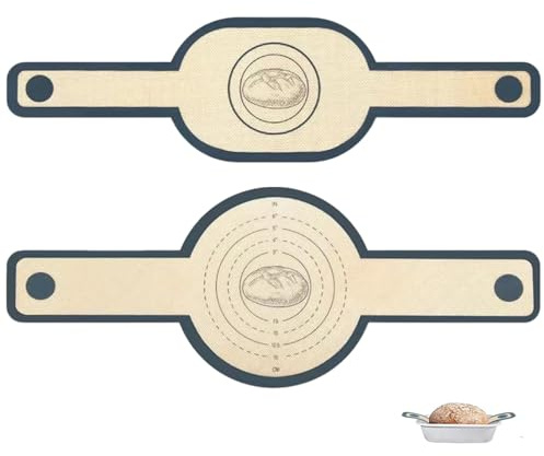 Silicone Bread Sling for Dutch Oven, 2 Pack Non-Stick Bread Placing Liner Reusable Baking Mat Set with Heat Resistant Long Handles for Transferring Sourdough, Bakers Essentials Tool (Round & Oval)