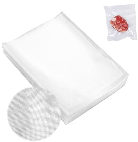 150Pcs Precut Vacuum Sealer Bags, 20 x 15 cm Thickened Sealer Bags for Food Storage Sous Vide Cooking, Poly Plastic Heat Packaging Bag, Vacuum Food Grade Embossed Bag for Tea, Cookie, Meat, Vegetable
