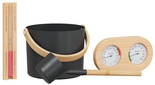 vidaXL Set di accessori per sauna 4 pezzi, nero, bagno, cilindrico, idee di design moderno per spazi stilizzati e funzionali che migliorano l'estetica e il comfort della tua casa