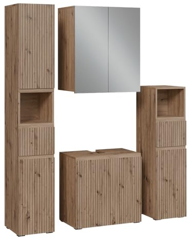 Vicco Conjunto de Muebles de baño Takumi, Artesano, 4 Partes