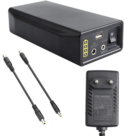 Batteria LiFePO4 12,8V 6000mAh 76,8Wh Ricaricabile Litio Ferro Fosfato con Uscite 12V/9V DC & 5V USB, Powerbank Portatile per Strisce LED, Telecamera CCTV, Router e Altro
