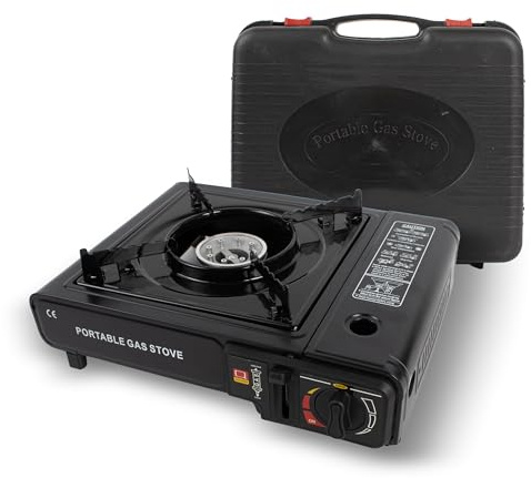 Hornillo Portátil de Gas para Camping, Cocina - Estufa Compacta para Acampada, Picnic y Senderismo, Cocina Portátil para Exterior Compatible con Cartuchos de Gas Butano