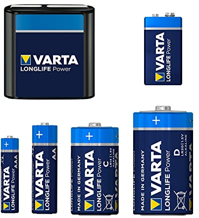 Varta Haushalt Batterien Paket Alkaline High Energy Lieferung von 20 x Micro AAA / 40 x Mignon AA / 10 x Baby C / 10 x Mono D / 10 x 9V E-Blocks