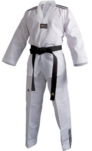 Adidas Dobok di Taekwondo Adi-Club con colletto nero, misto, bianco - bianco, 200
