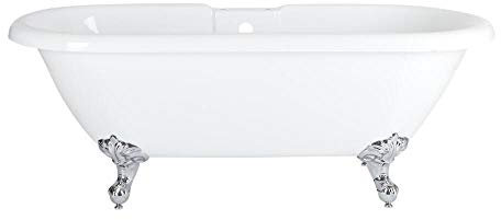 Milano Legend White 1780mm x 825mm Freestanding Double Ended Roll Top Bath Chrome Ball Claw Feet