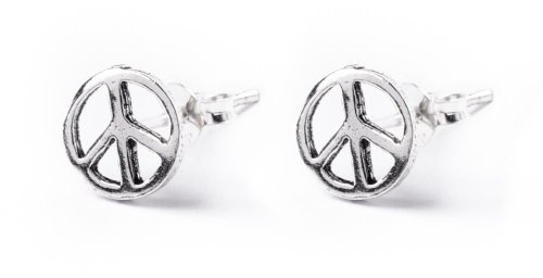 81stgeneration Små runda 925 sterling silver dubbar – fredstecken stiftörhängen för kvinnor 7 mm – 60-tals tillbehör – retrosmycken – storasyster gåvor – herrörhängen, Sterlingsilver, Ingen sten