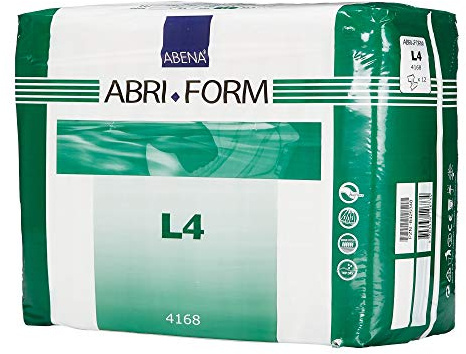 Abena Abri-Form Comfort Plastic-Backed Briefs, Level 4, (Medium To Large Sizes) Large, 12 Count