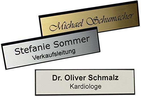 Schmalz® Kunststoff Namensschild mit facettiertem Rand incl. Gravur Nadel silberfarbig, goldfarbig oder weiss graviert Namensschilder mit Facette Nadel (weiss, 64 x 16 mm)