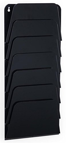 Displays2go Mapp vägghylla, 7 fickor, brev/juridisk storlek, kontorsarkiveringsorganisatör, set med 2, svart (OPEN07BLK)