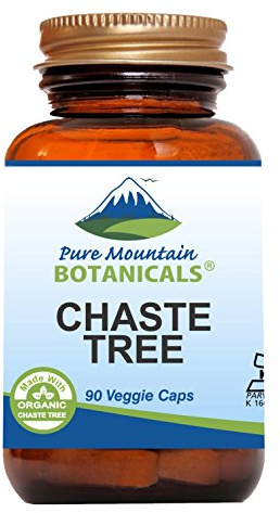 Pure Mountain Botanicals Chaste Tree Berry Capsules - Kosher Vegan Caps with 400mg Organic Vitex Chasteberry Supplement