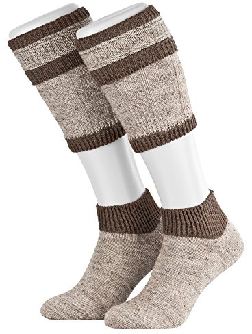 Piarini 2-teilig Loferl Trachtenstrümpfe Trachtensocken Wadenwärmer Herren - braun grün rot blau beige anthrazit Zopfmuster Gr.39-42 43-44 45-46 47-48