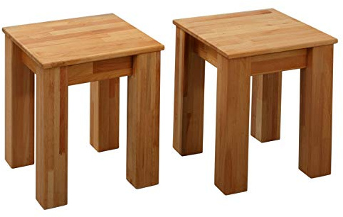 Krok Wood 2X Hocker aus Massivholz 35x35x45 cm (Bonn Buche)