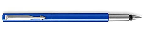 PARKER Vector Füllfederhalter, Blau mit Chromzierteilen, Federstärke M, Blaue Tinte, Geschenkbox