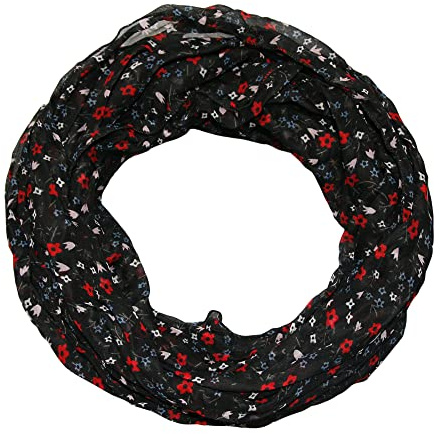ACC Damen Seide Loop Schal Seidenschal Seidenschals Schlauchschal Tuch Seidentuch (F schwarz)