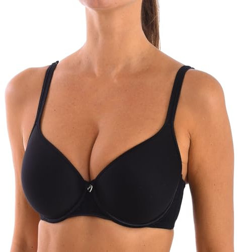 Selene, Reggiseno Donna con Fascia Anatomica, con Ferretto e Coppa Spacer Traspirante Imbottita, Collezione Fabiola, Colore Nero, Taglia 3C