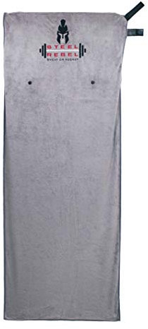 Steel Rebel - Sporthandtuch Fitnesshandtuch - 125cm x 50cm aus Weicher Mikrofaser mit 25cm Integrierter Reißverschlusstasche und Magnet - Home Workout