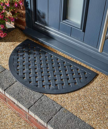 MUD STOPPER | Rubber Lattice Door Mat | Durable Outdoor Entrance Mat | Non-Slip Waterproof Doormat for Outdoor Use | Efficient Dirt Scraper | 45 x 75cm Half-Moon